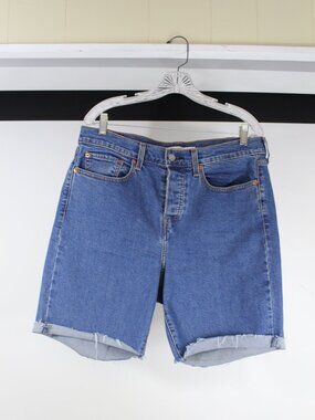 Levi’s Wedgie Skinny Jean Shorts 14W Button Fly Raw Hem High Rise